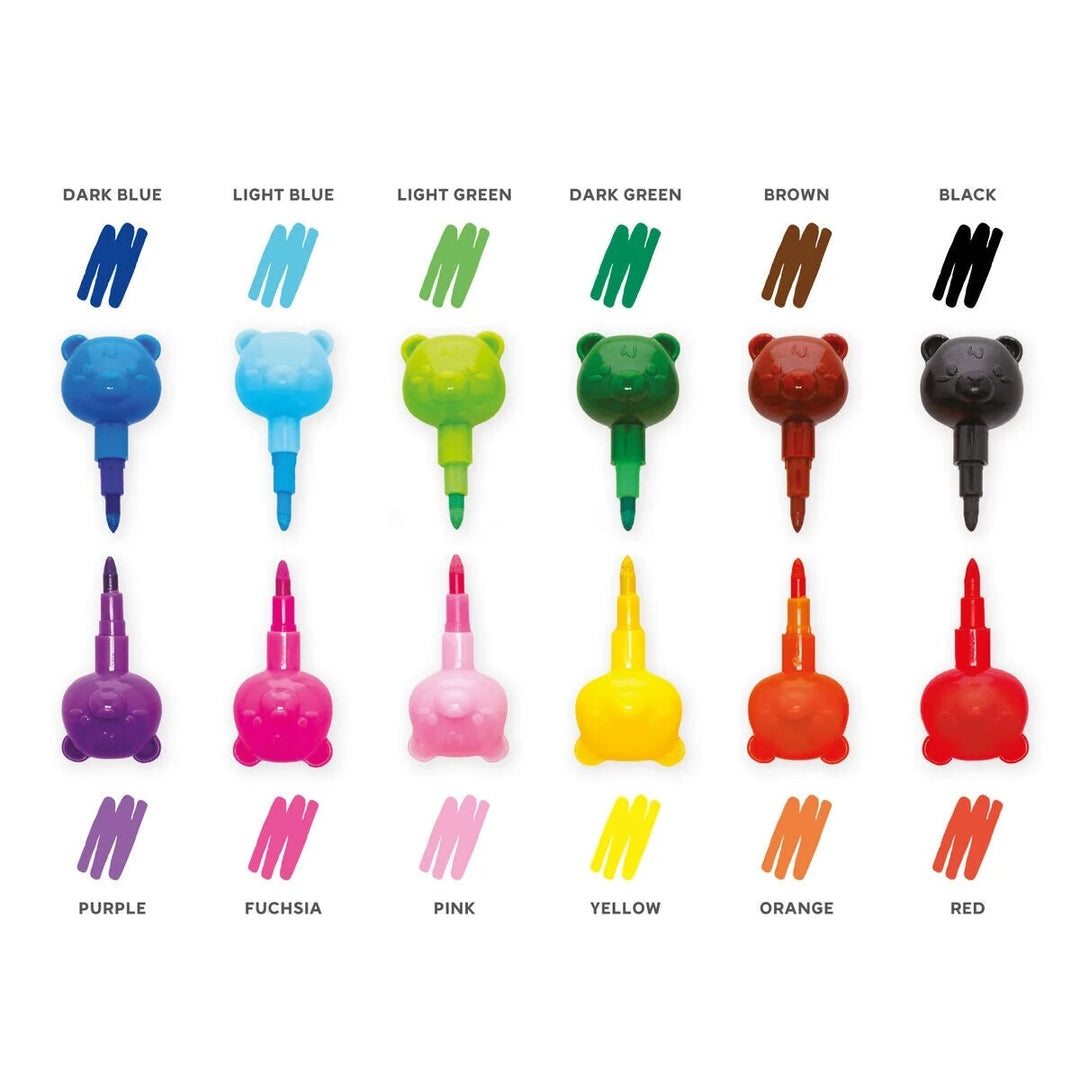 12 crayons marqueurs arc-en-ciel ourson Legami Mlle et Coco