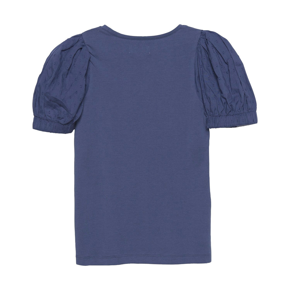 chandail manches courtes bleu épaulettes vêtement enfant Creamie