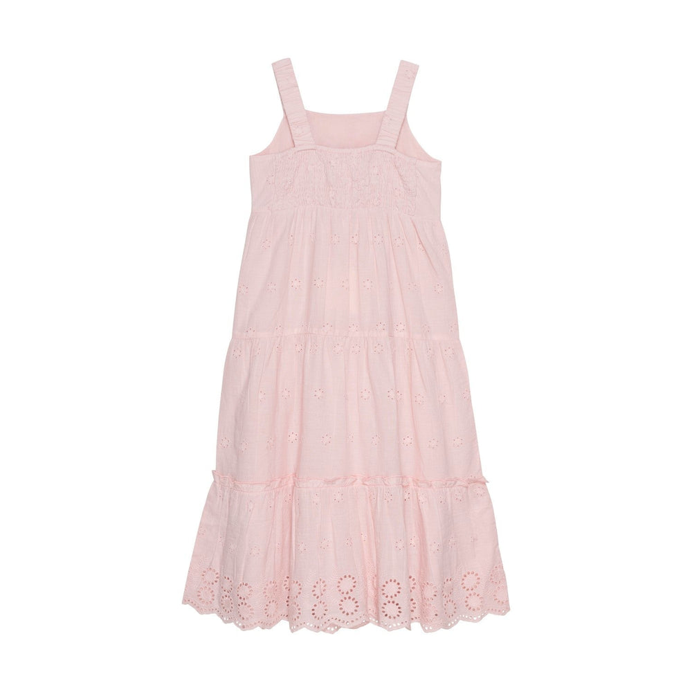 robe creamie dentelle rose pétale bretelle vêtement enfant fille