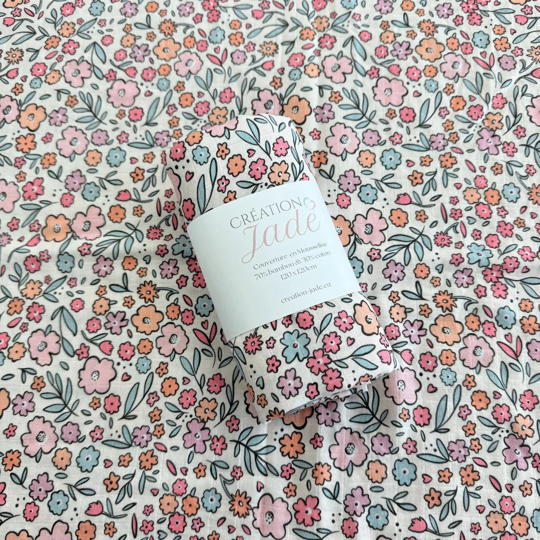 couverture mousseline floral Kaylia Création Jade Mlle et Coco