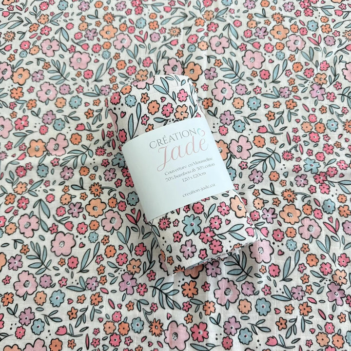couverture mousseline floral Kaylia Création Jade Mlle et Coco