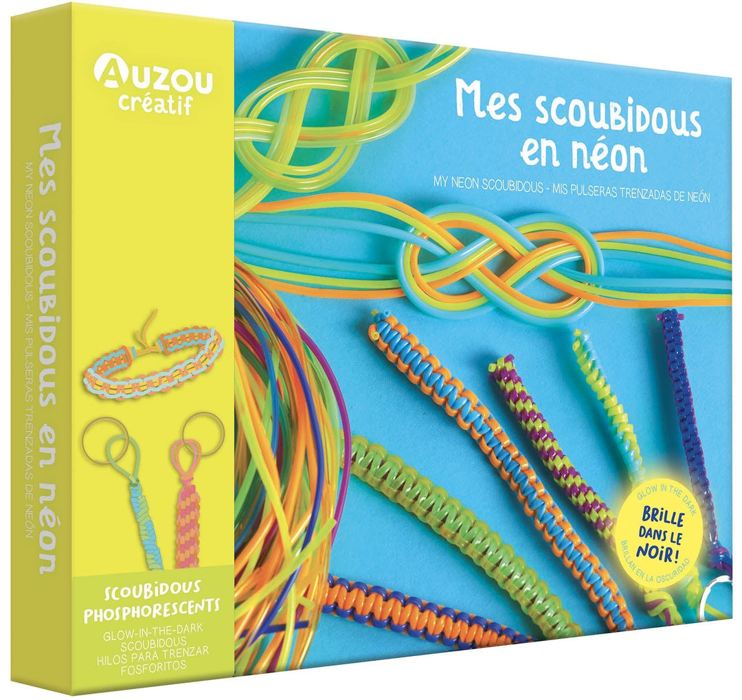 Bricolage Mes créations en scoubidous néon Auzou Éditions Mlle et Coco