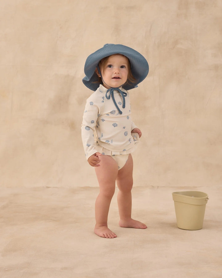 Maillot de bain deux pièces Crème coquillage bleu Rylee + Cru