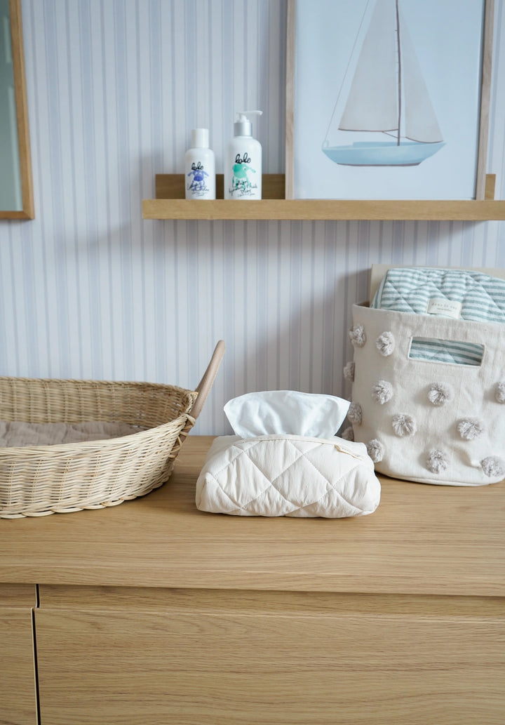 Étui à lingettes matelassé crème Dans le sac Mlle et Coco