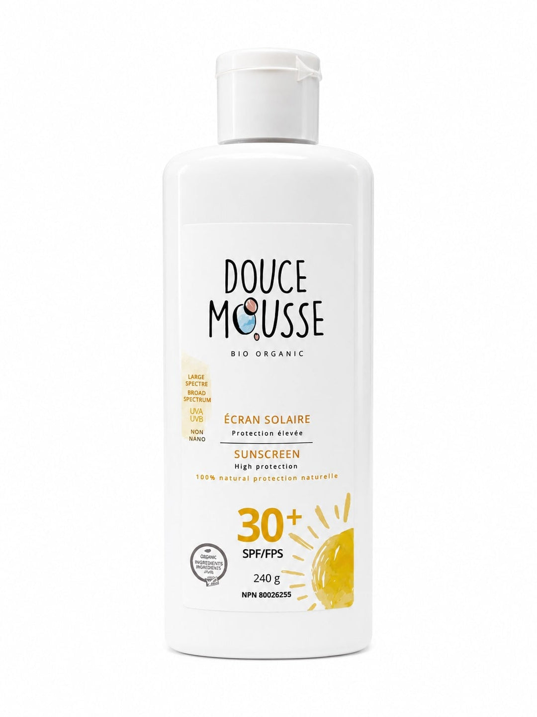 Écran solaire naturel spf 30 Douce Mousse Mlle et Coco