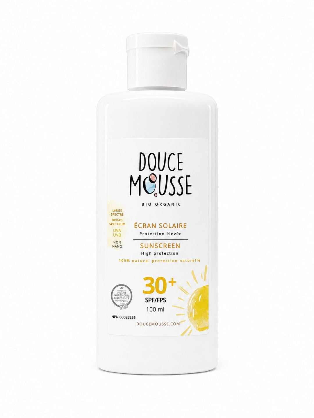 Écran solaire naturel spf 30 Douce Mousse Mlle et Coco