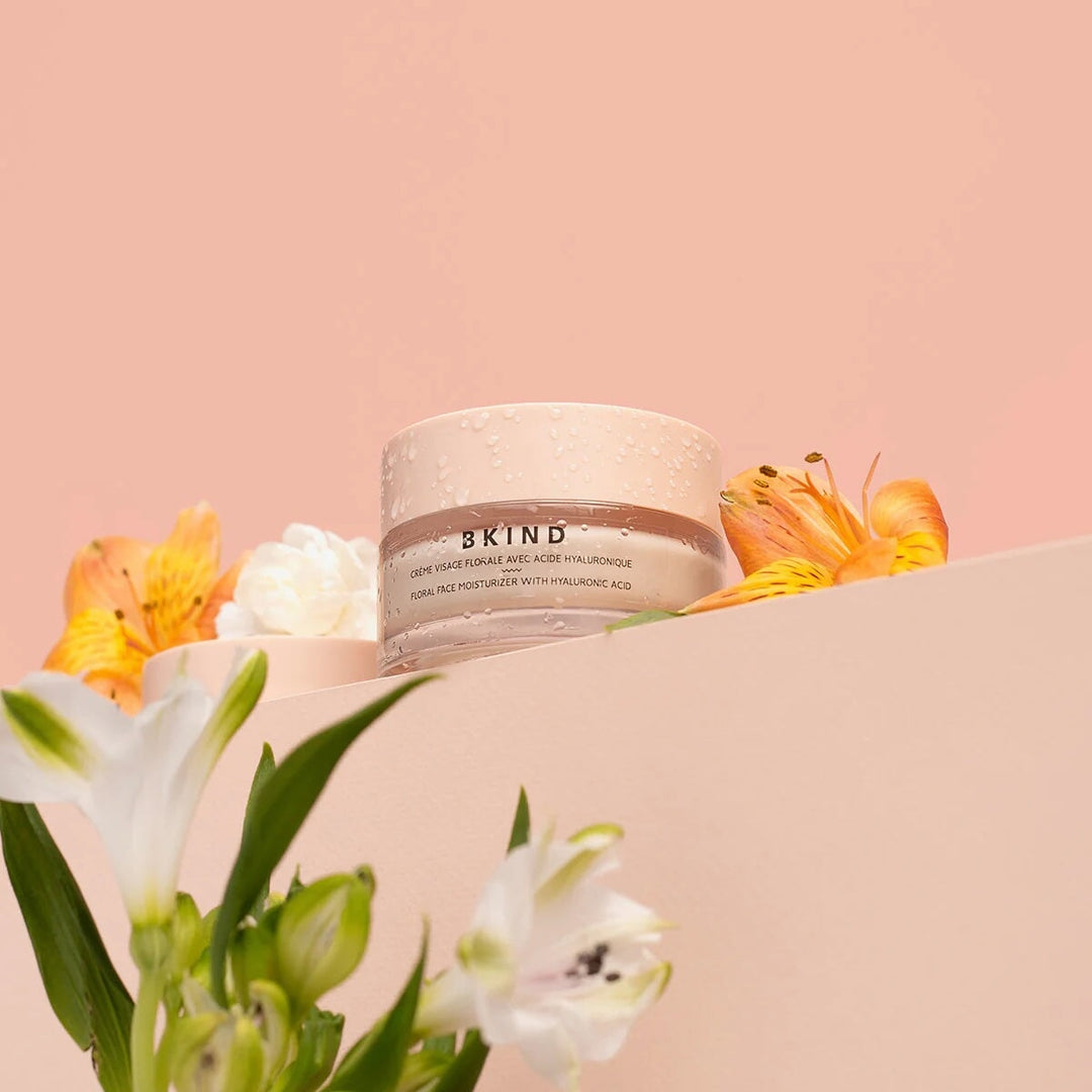 Crème visage florale apaisante et repulpante avec acide hyaluronique Bkind Mlle et Coco