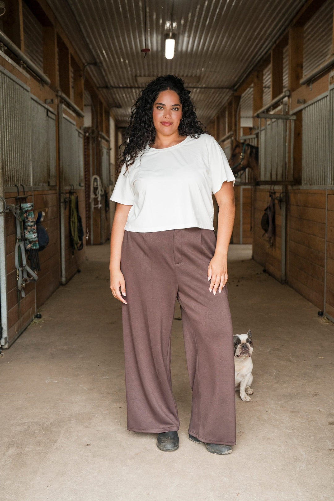 Crop top oversize Blanc Rose Maternité Mlle et Coco