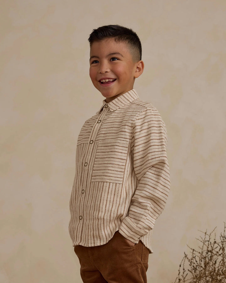 chemise manches longues rayés beige moka Rylee + Cru