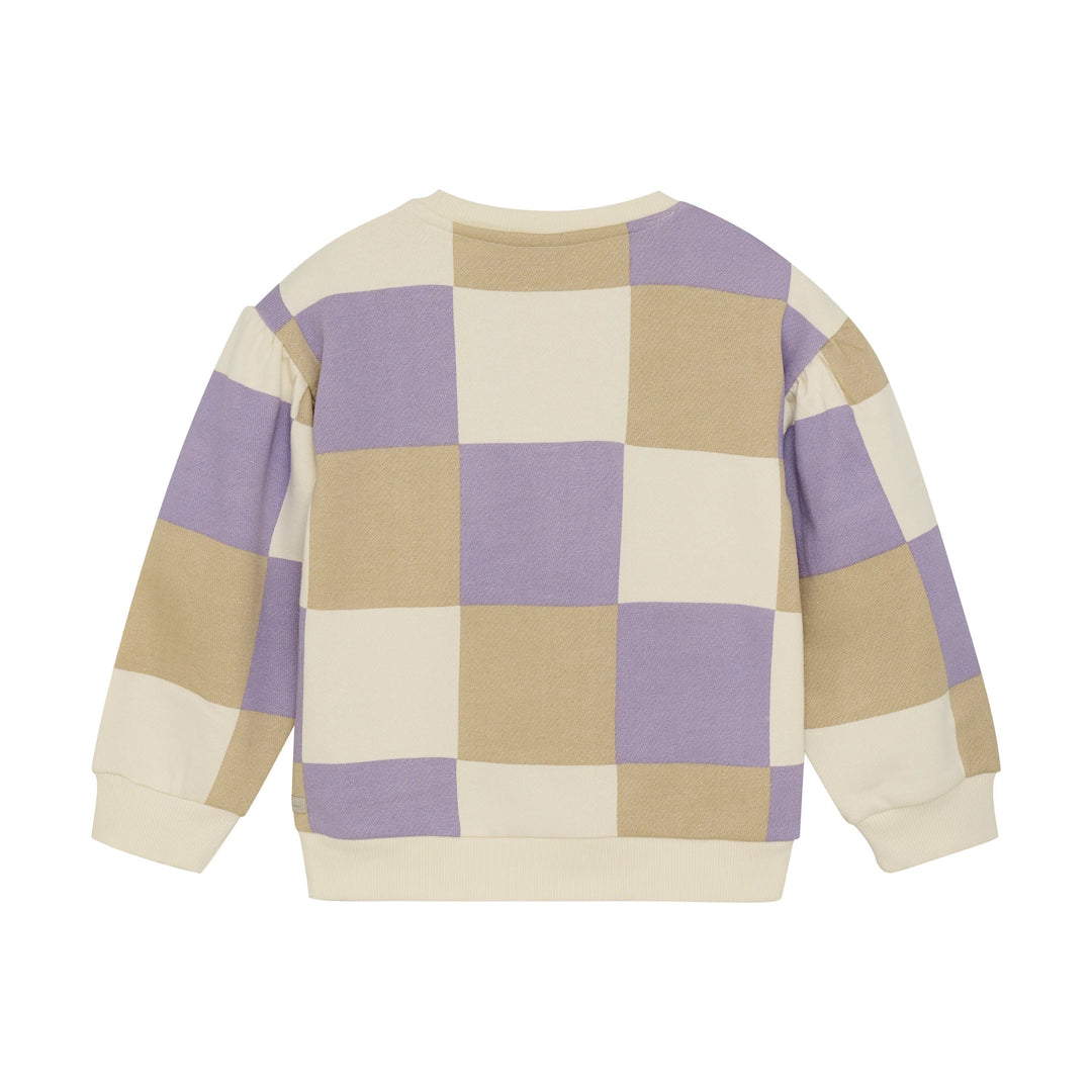 Pull à carreaux beige, mauve et taupe Daily Seven Mlle et Coco