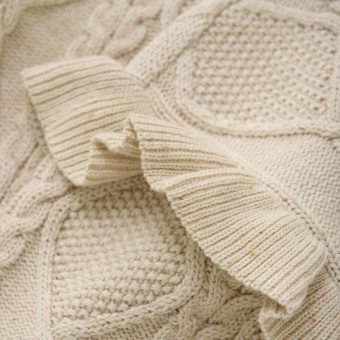 Chandail tricot blanc cassé volants 
Daily 7 Mlle et Coco