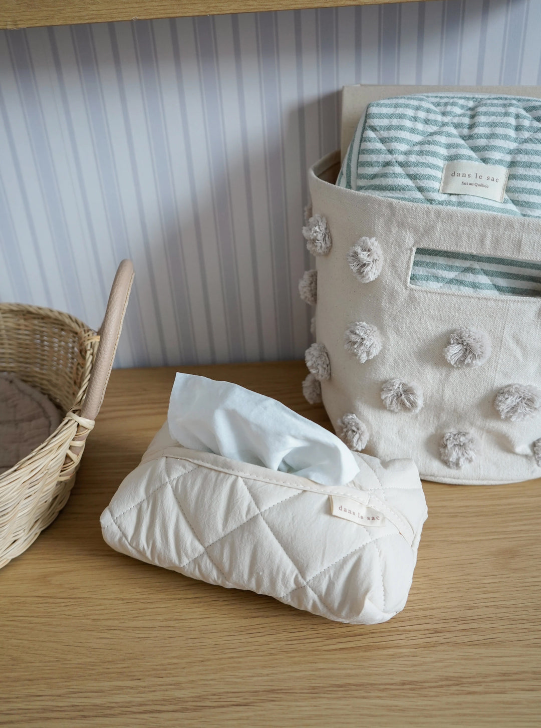 Étui à lingettes matelassé crème Dans le sac Mlle et Coco