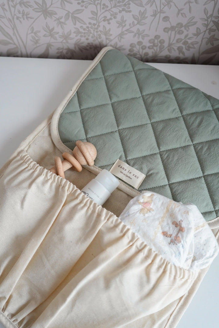 Tapis de change matelassé menthe Dans le sac Mlle et Coco