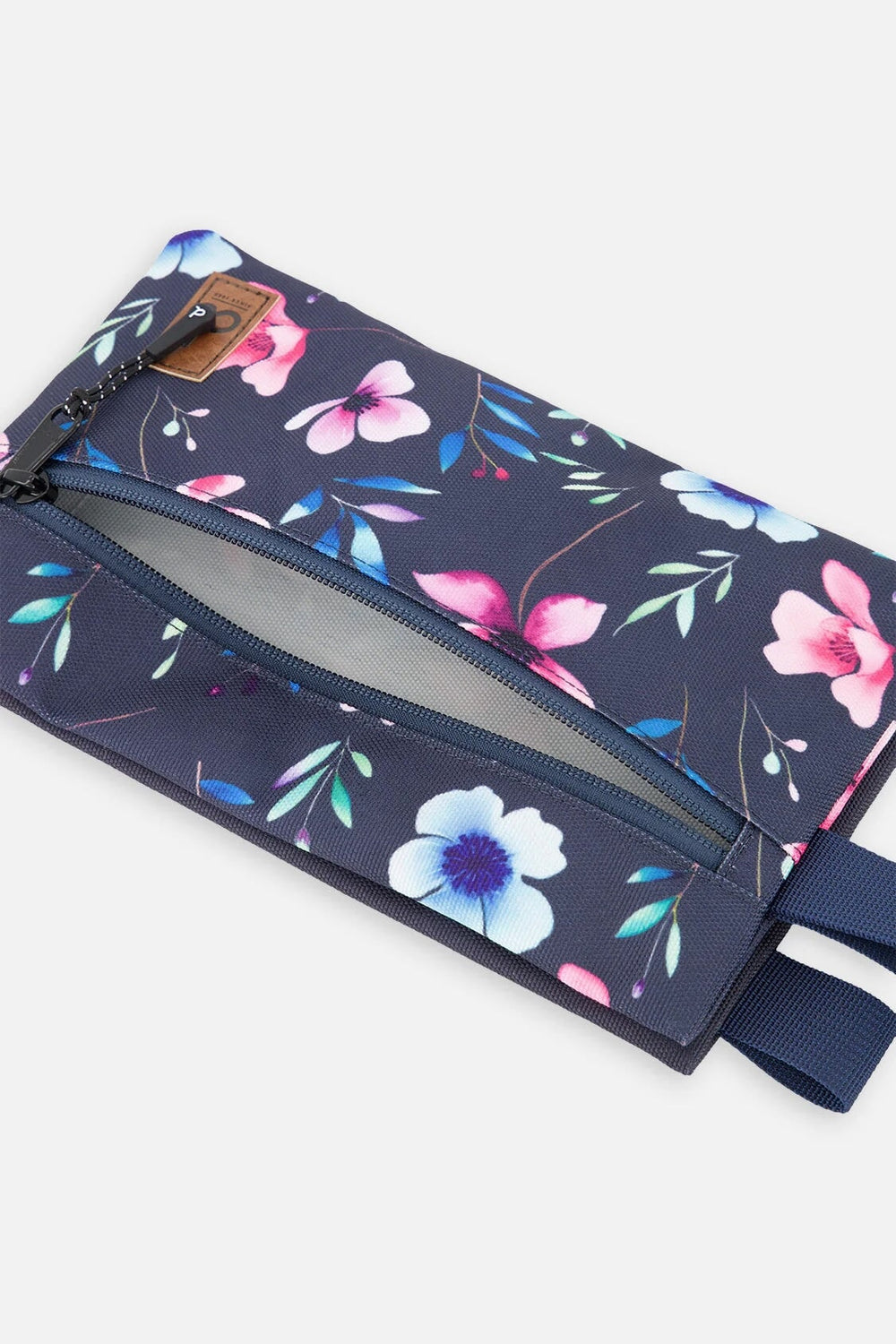 Trousse à crayon double Bleu imprimé fleurs Deux par Deux