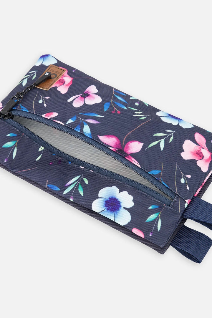 Trousse à crayon double Bleu imprimé fleurs Deux par Deux