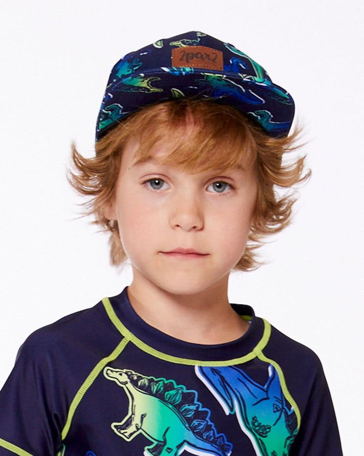 casquette dinosaures vert bleu deux par deux accessoir enfant