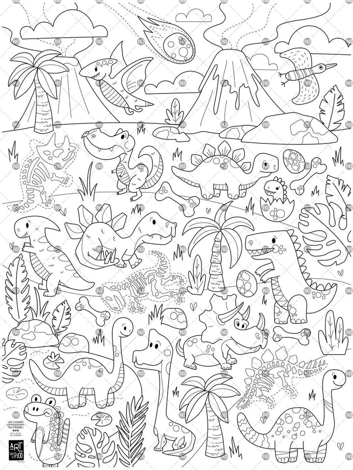 Nappe géante Coloriage dinosaures Pico Mlle et Coco