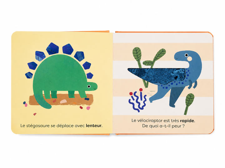 Livre Touche et découvre: Les dinosaures Kimane Mlle et Coco