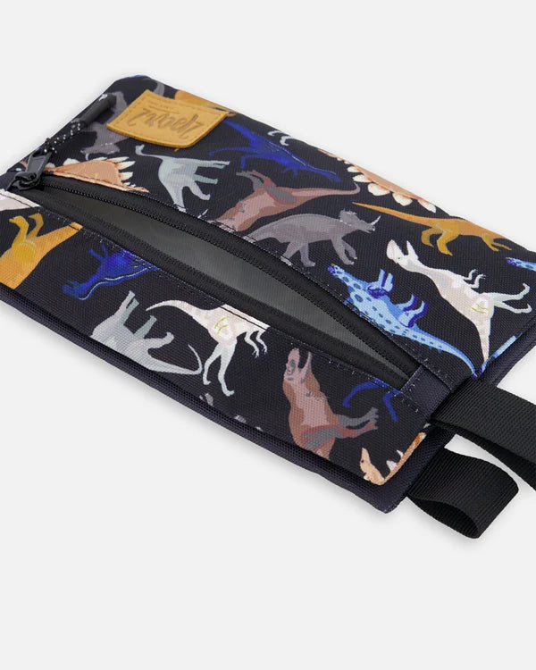 trousse crayon double noir imprimé dinosaure Deux par Deux