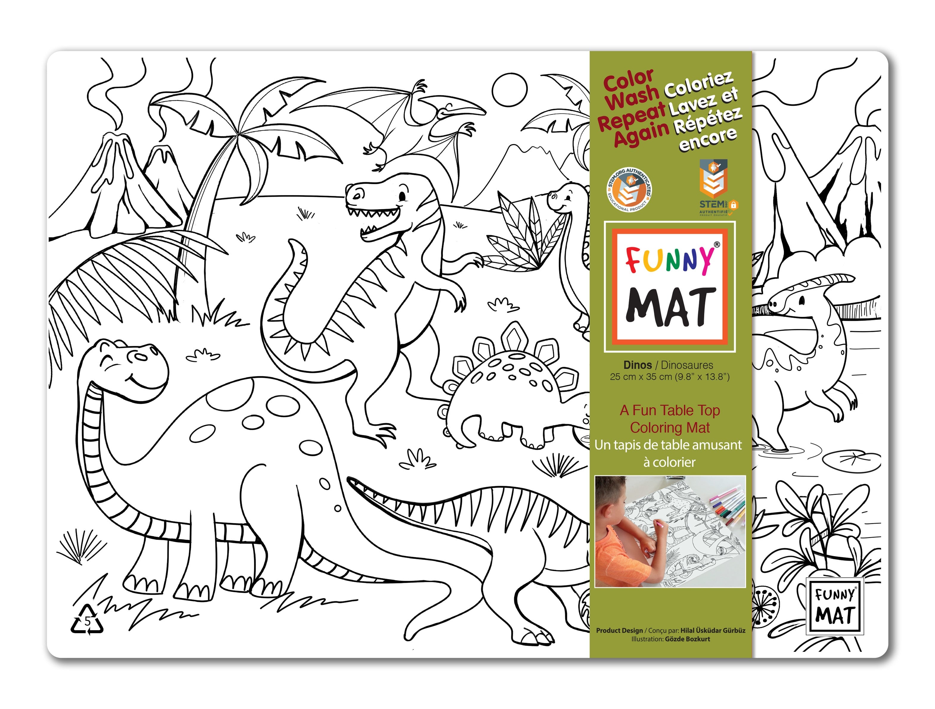 Napperon colorier réutilisable - Dinosaures - Funny Mat | Mlle et Coco ...
