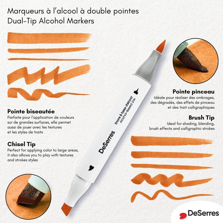 Ensemble marqueurs Alcool double pointe (48 pièces)  DeSerres