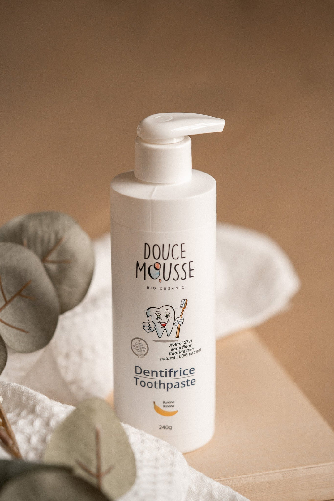 douce mousse dentifrice enfant banane bio organic plusieurs formats