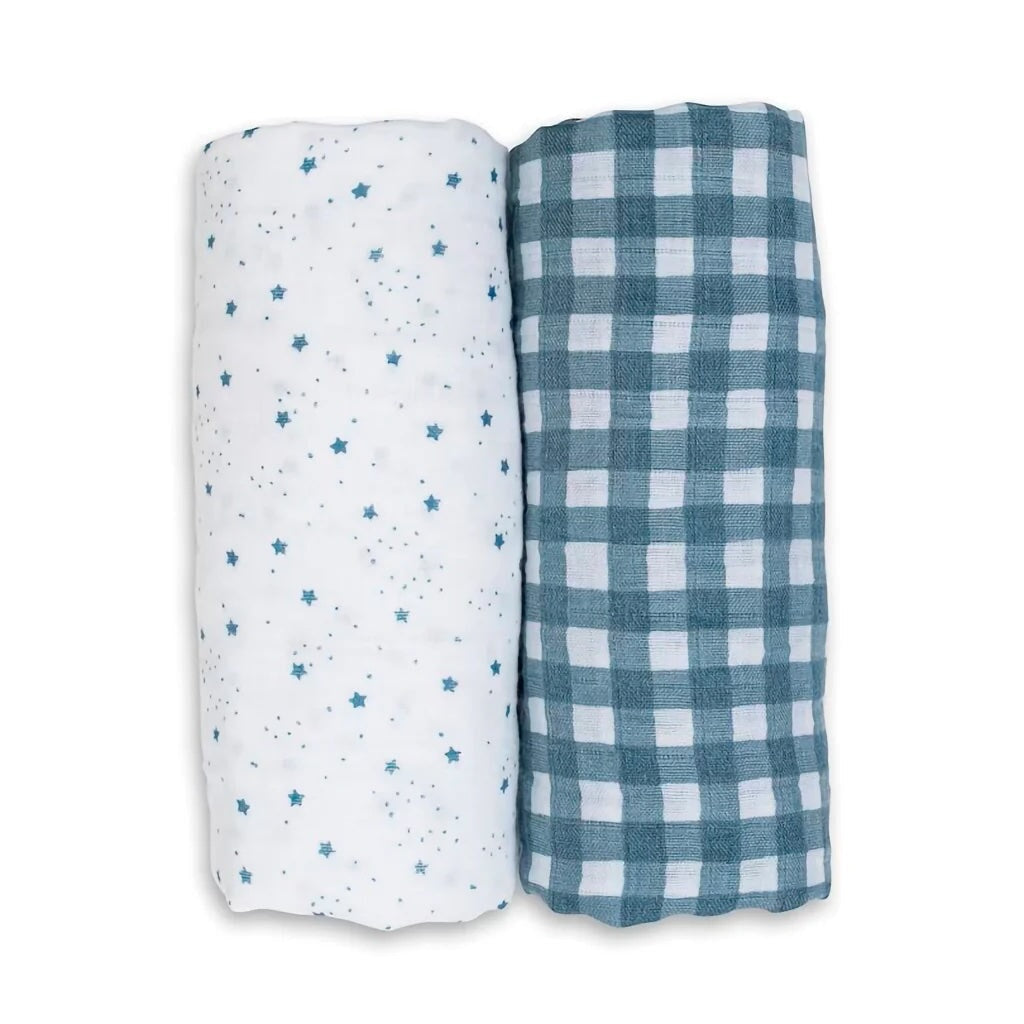 doudou mousseline Duo étoiles gingham Lulujo Mlle et Coco
