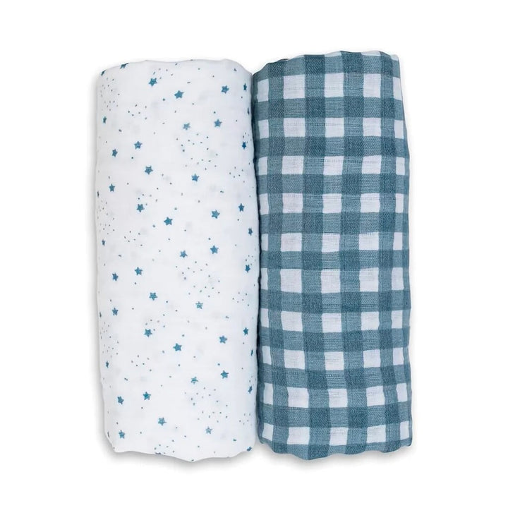 doudou mousseline Duo étoiles gingham Lulujo Mlle et Coco