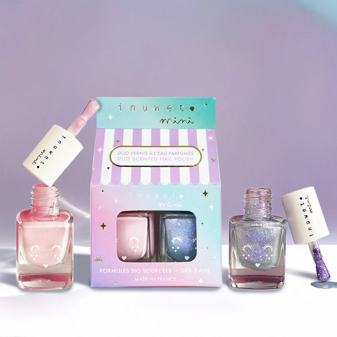 Duo Vernis Aqualand Rose et Bleu Princesse Inuwet Vegan Mlle et Coco