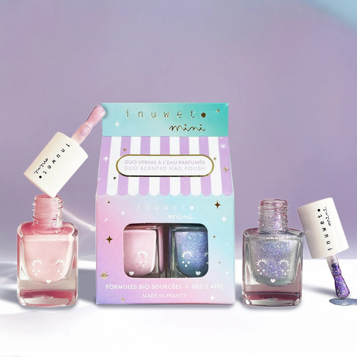 Duo Vernis Aqualand Rose et Bleu Princesse Inuwet Vegan Mlle et Coco
