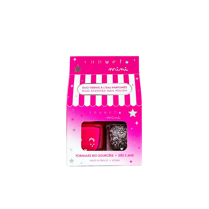 Coffret Duo Vernis bubble gum Rose et argent Inuwet