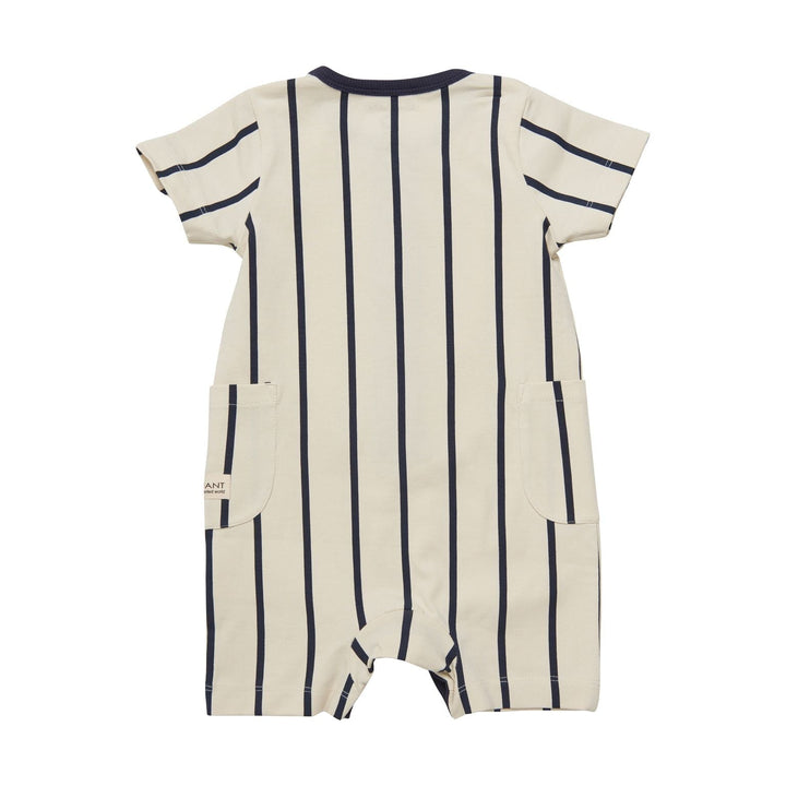 En fant barboteuse été bébé garçon rayé marine beige vêtement