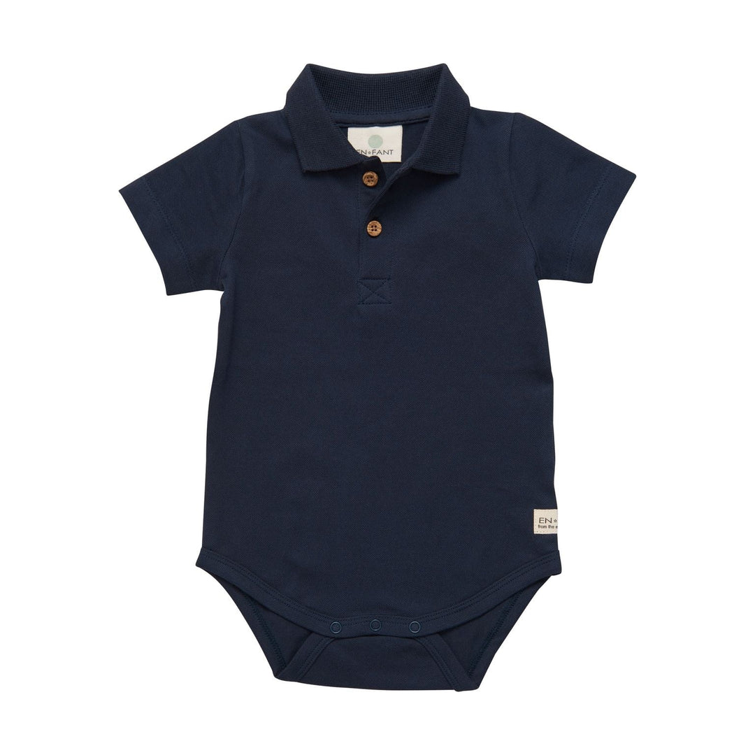 en fant cache-couche polo bleu marin manches courtes bébé garçon