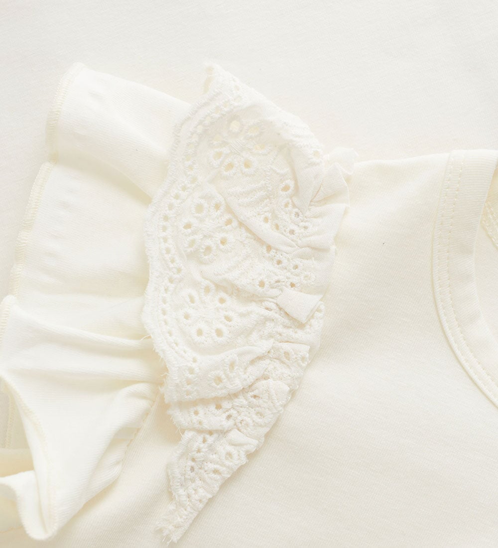 Chandail manches courtes à volants Crème En Fant Mlle et Coco