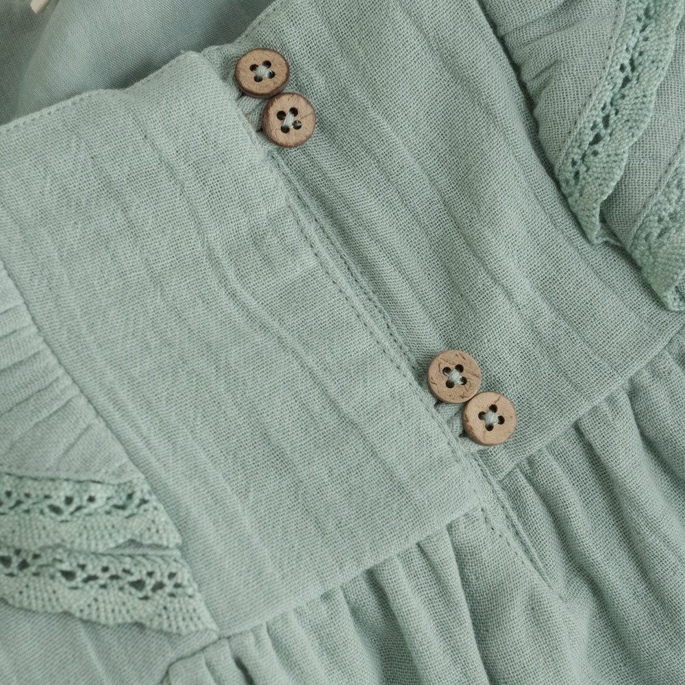Robe à volant vert jade En Fant Mlle et Coco