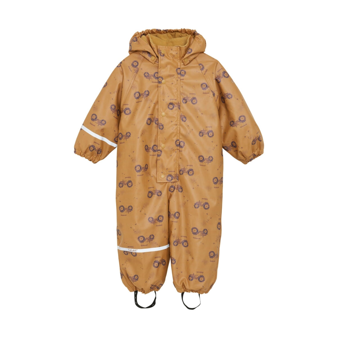 Ensemble mi-saison doublé imperméable Tracteurs fond caramel Celavi Mlle et Coco