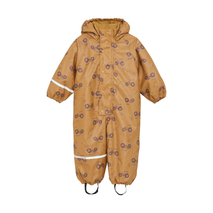 Ensemble mi-saison doublé imperméable Tracteurs fond caramel Celavi Mlle et Coco