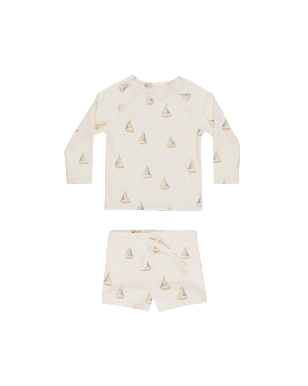 Ensemble maillot deux pièces ivoire motif voiliers Rylee + Cru Mlle et Coco