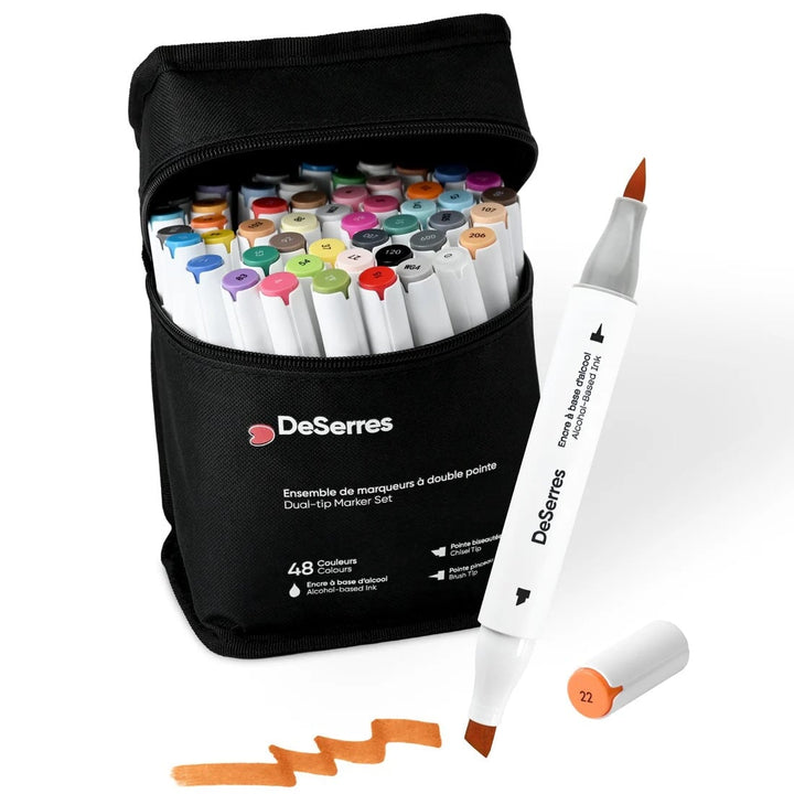 Ensemble marqueurs Alcool double pointe (48 pièces)  DeSerres