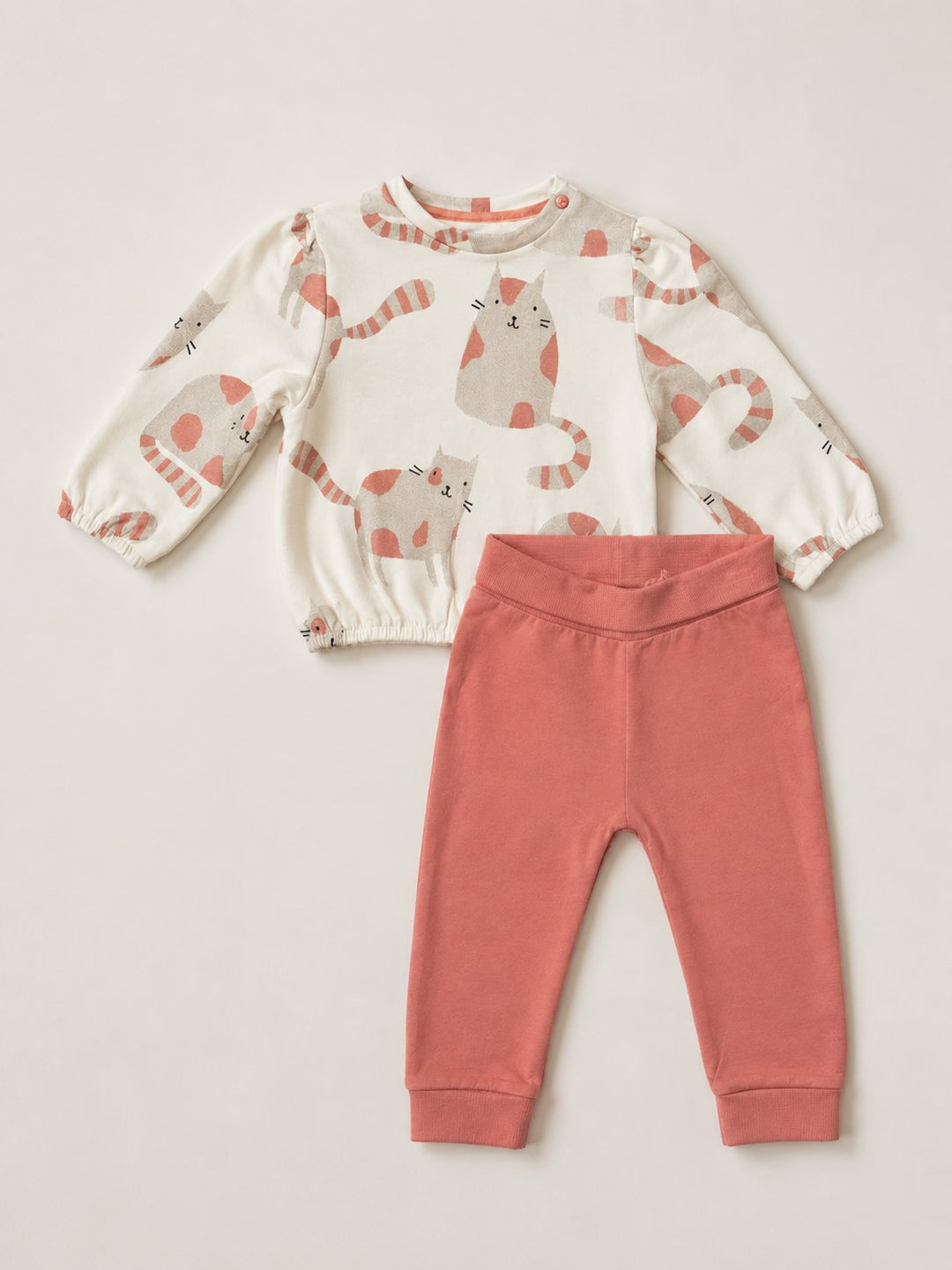 Ensemble Tortolita Beige corail et chat Noppies Mlle et Coco
