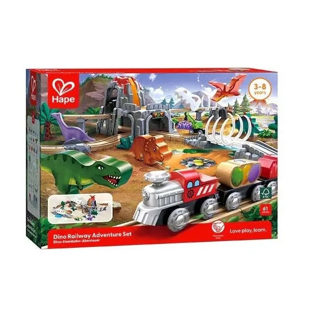 Ensemble train dino en bois Hape Mlle et Coco
