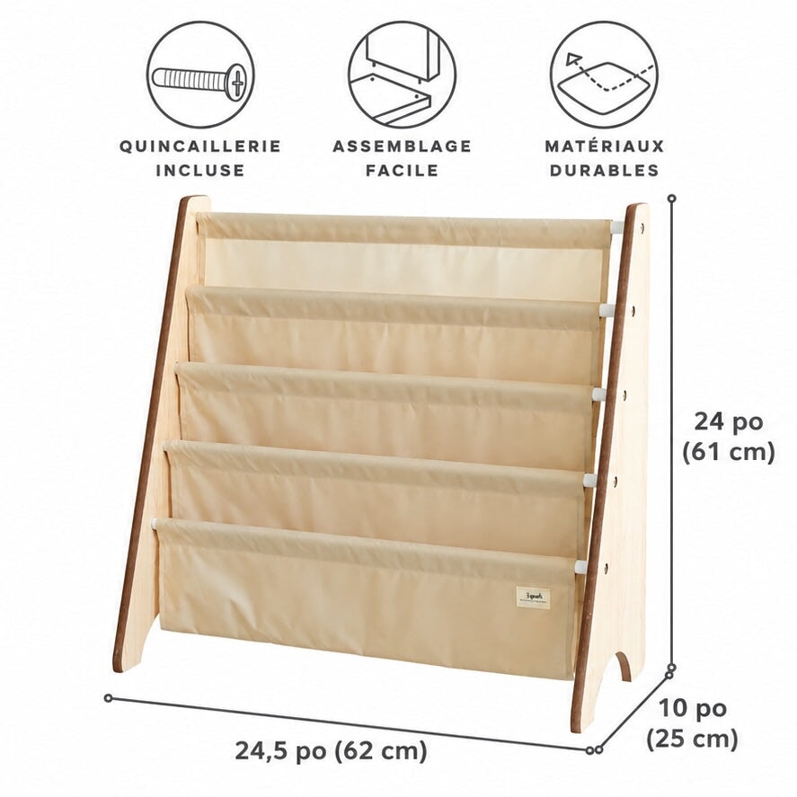 Étagère à livres en tissu recyclé beige 3 Sprouts Mlle et Coco