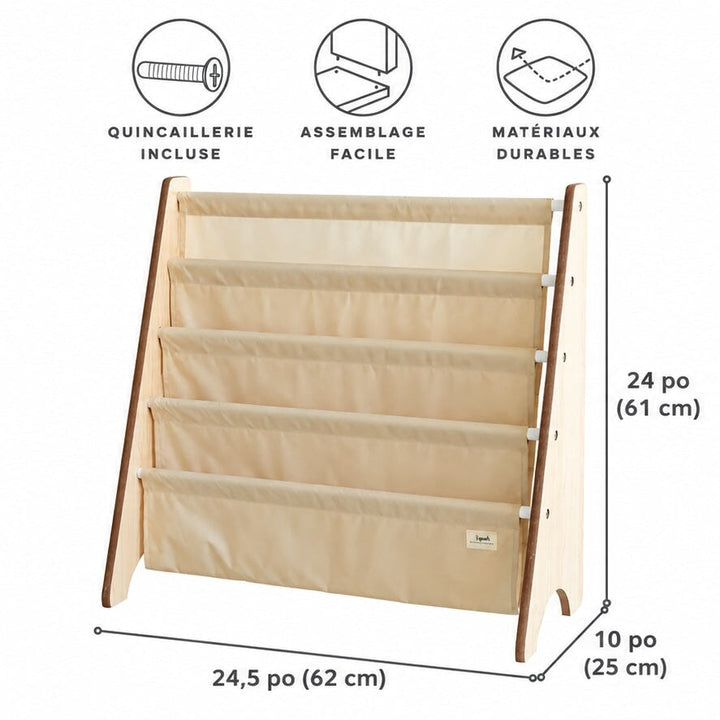 Étagère à livres en tissu recyclé beige 3 Sprouts Mlle et Coco