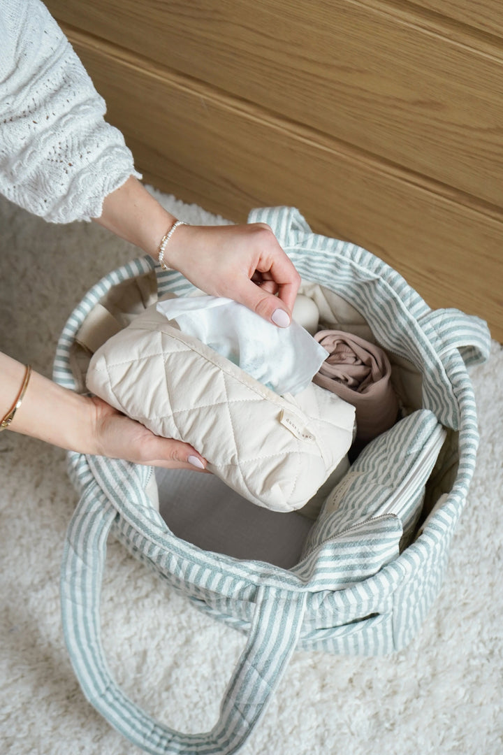 Étui à lingettes matelassé crème Dans le sac Mlle et Coco