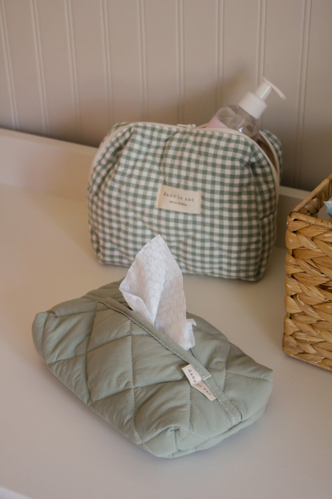 Étui à lingettes matelassé menthe Dans le sac Mlle et Coco