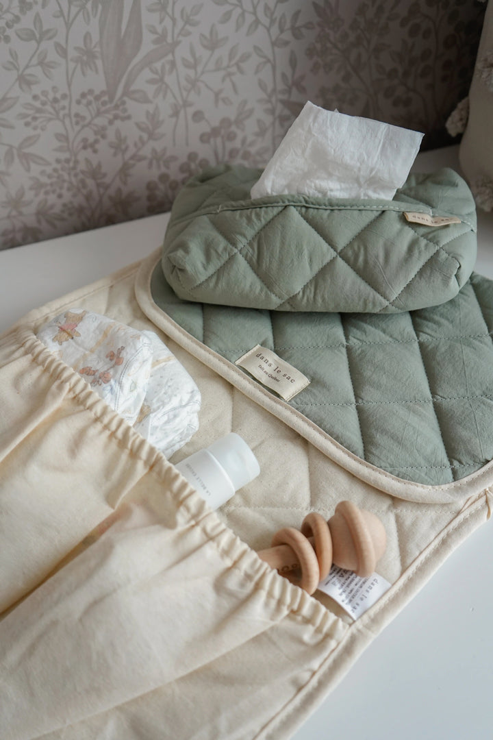 Étui à lingettes matelassé menthe Dans le sac Mlle et Coco