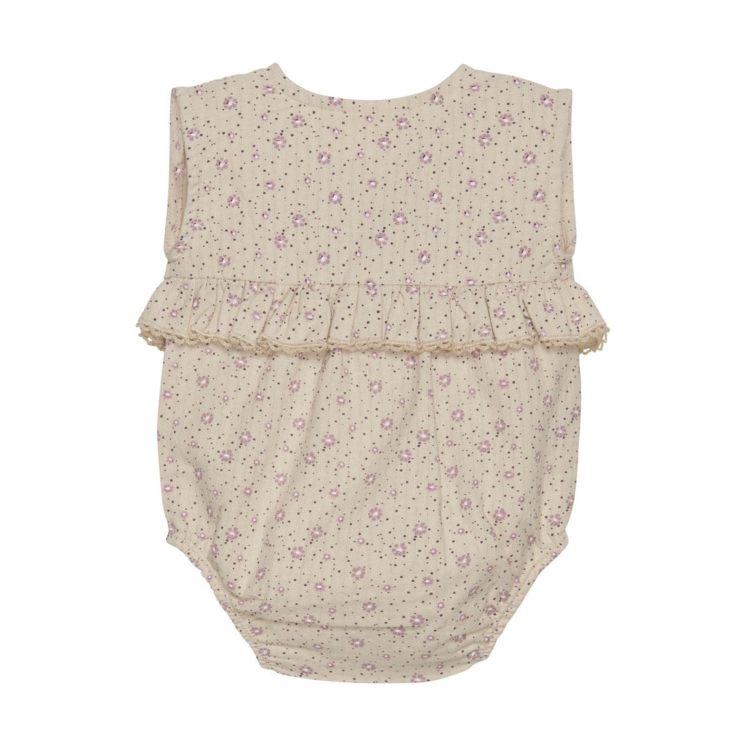 barboteuse beige fleur rose Fixoni vêtement pour bébé enfant
