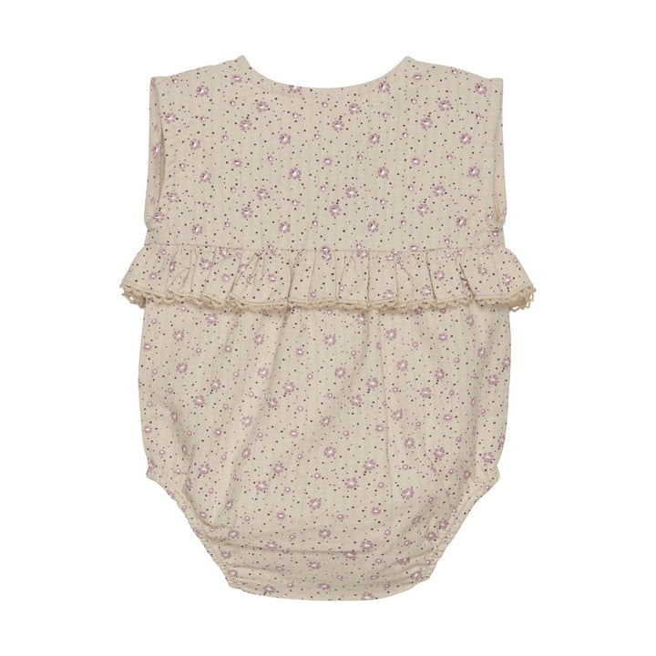 barboteuse beige fleur rose Fixoni vêtement pour bébé enfant