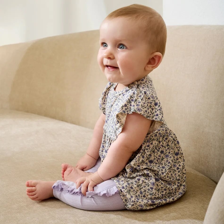 robe caches-couches floral beige lilas Fixoni Mlle et Coco