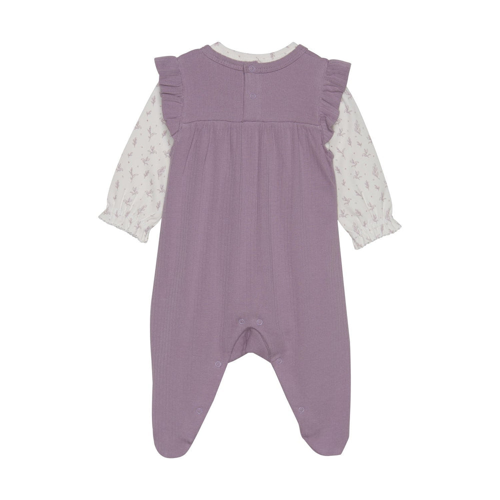 ensemble deux pièces mauve cache-couche blanc feuillage fixoni
